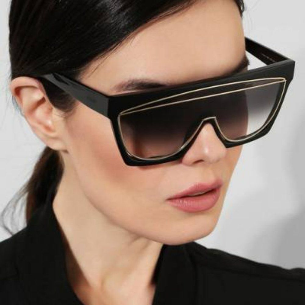 NEW Loewe LW40012F FILIPA MASK 05B Black Gradient Smoke Shield Women Sunglasses